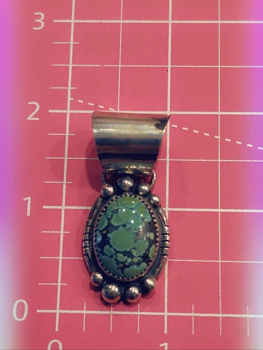Sterling Silver Native American Turquoise Pendant Signed